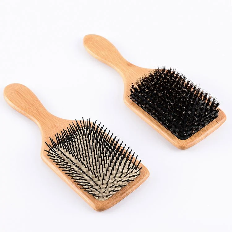 Hair Brush, Eco-Friendly Natural Wooden Bamboo Paddle Hairbrush, Massaging Scalp, Reducing Tangle & Hair Breakage, Promoting Hair Growth