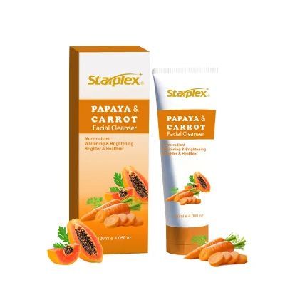 Lavado de cara natural Limpiador facial para pieles sensibles Papaya Zanahoria Control de aceite vegano Lavado de cara suave y limpio